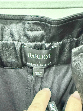 NWT Bardot Debbie Vegan Faux Leather Ultra High Rise Pants Black Women's 4