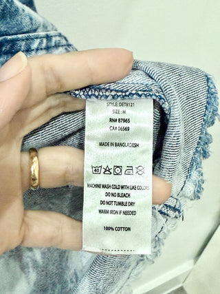 Elan Rock & Roll Denim Tie Dye Button Down Shirt Shacket Mid Blue Women's Size M