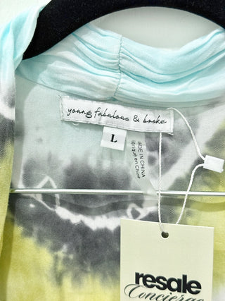 Young Fabulous and Broke Carmen Tie Dye Knot Tie Blouse Blue/Green Women's Large