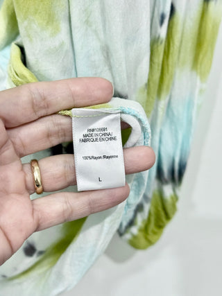 Young Fabulous and Broke Carmen Tie Dye Knot Tie Blouse Blue/Green Women's Large