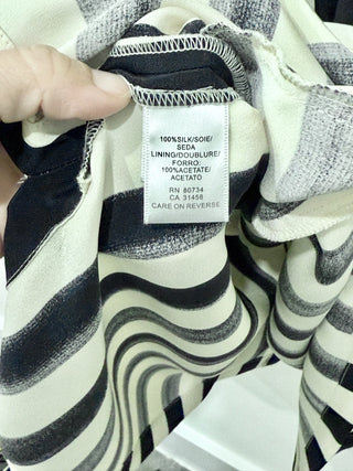 BCBGMaxazria Striped Short Sleeve Mini Dress with Belt White/Black Womens Size M