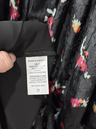 Hill House Home The Naomi Nap A-Line Dress Black Ikat Floral Crushed Taffeta S