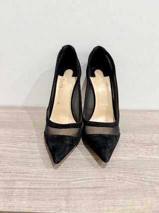 Christian Louboutin Galativi 100 Suede & Mesh Pumps  Black Women's Size EU 40