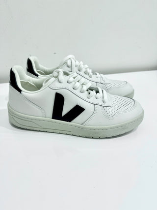 Veja V-10 CWL Vegan Low Top Casual Sneakers Shoes White Black Men's Size US 8