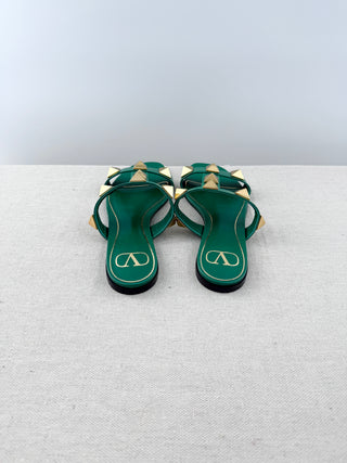 Valentino roman studs flat leather sandals, 36