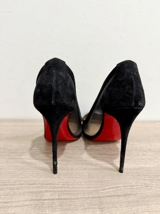 Christian Louboutin Galativi 100 Suede & Mesh Pumps  Black Women's Size EU 40