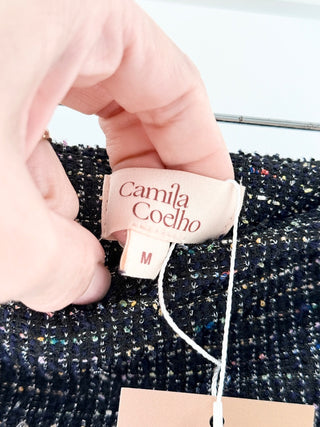Camila Coelho mini skirt in a textured tweed designed with a high-waisted fit, M