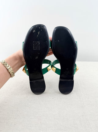 Valentino roman studs flat leather sandals, 36