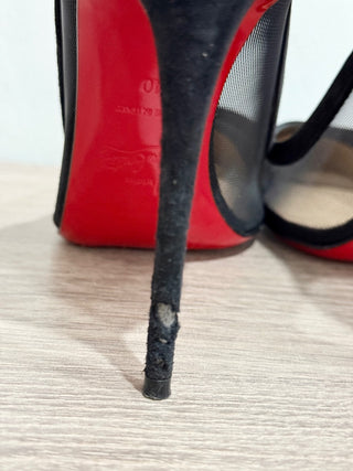 Christian Louboutin Galativi 100 Suede & Mesh Pumps  Black Women's Size EU 40