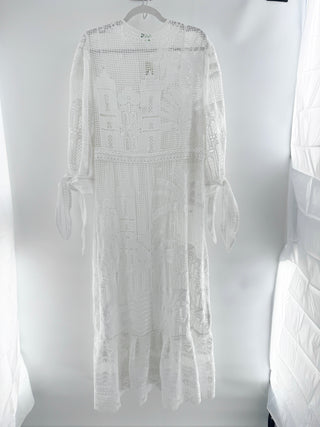 Farm Rio crochet log dress with slip, L