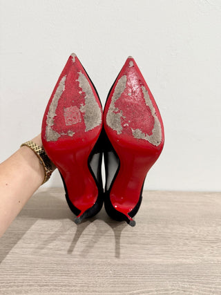 Christian Louboutin Galativi 100 Suede & Mesh Pumps  Black Women's Size EU 40