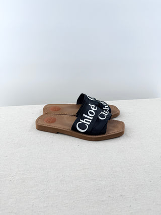 Chloe woody logo slide sandals, 38