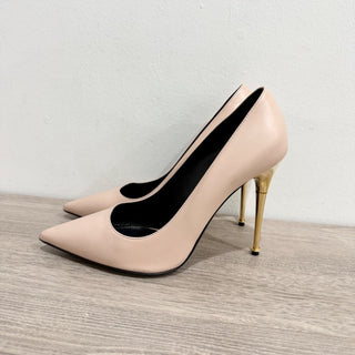Tom Ford Leather Pointed Toe Gold Stilettos Heel Pumps Nude / Gold Women's EU 40