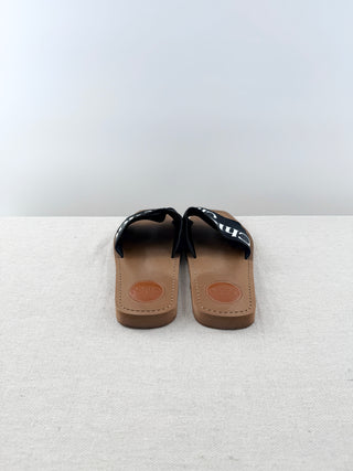 Chloe woody logo slide sandals, 38