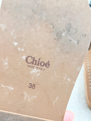 Chloe woody logo slide sandals, 38