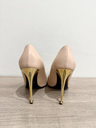 Tom Ford Leather Pointed Toe Gold Stilettos Heel Pumps Nude / Gold Women's EU 40