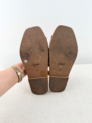 Chloe woody logo slide sandals, 38