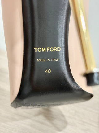 Tom Ford Leather Pointed Toe Gold Stilettos Heel Pumps Nude / Gold Women's EU 40