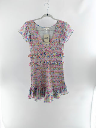 LoveShackFancy floral smocked mini dress, M