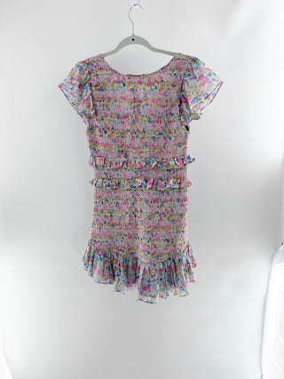 LoveShackFancy floral smocked mini dress, M