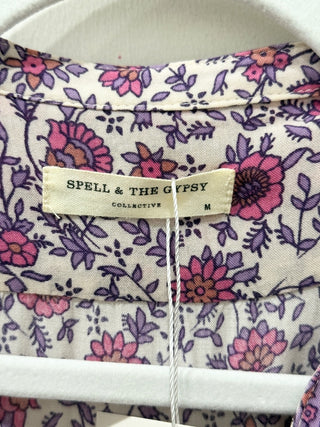 Spell & The Gypsy Jasmine Floral Midi Tunic Cover Up Dress Lilac Women's Size M