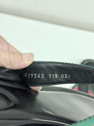 Gucci Web Leather Slip On Thong Flip Flop Flat Sandals Black Men's Size US 11.5