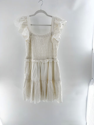 Sea New York cotton ruffle eyelet mini dress, L