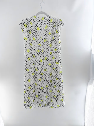 Boss sleeveless viscose midi dress polka dot, US 10