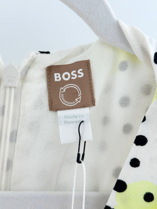Boss sleeveless viscose midi dress polka dot, US 10