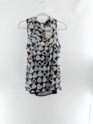 Emporio Armani sleeveless flowy heart print top, IT 50 / US 14