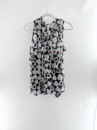 Emporio Armani sleeveless flowy heart print top, IT 50 / US 14