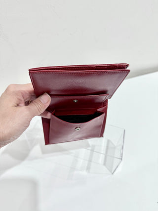 Prada Textured nylon and leather Bifold Wallet Burgundy Women's