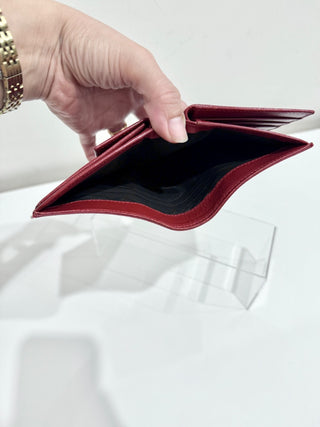 Prada Textured nylon and leather Bifold Wallet Burgundy Women's