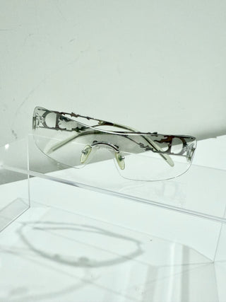 Vintage Christian Dior John Galliano Era 2000 Crystal Flame Shield Sunglasses