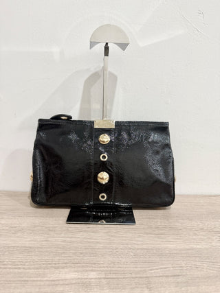 Jimmy Choo shiny leather studded zip up pouch bag