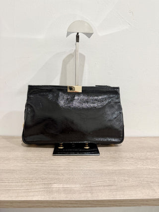 Jimmy Choo shiny leather studded zip up pouch bag