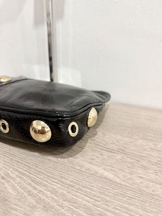 Jimmy Choo shiny leather studded zip up pouch bag