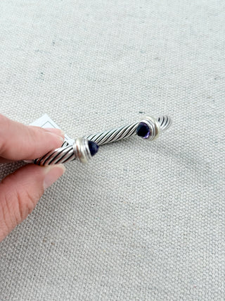 David Yurman cable classic collectkion bracelet with amethyst adn 14 k yellow gold 7 mm, M