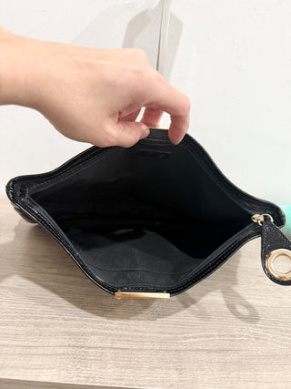 Jimmy Choo shiny leather studded zip up pouch bag