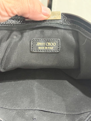 Jimmy Choo shiny leather studded zip up pouch bag
