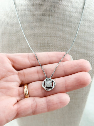 David Yurman infinity pendant necklace sterling silver with pave diamonds
