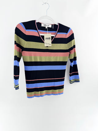 Diane von Furstenberg striped ribbed top, XS