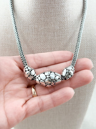 John Hardy sterling silver Kali elliptical trio bed necklace