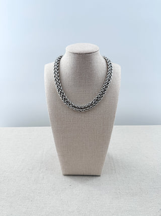 David Yurman 925 sterling silver yellow gold buckle double wheat chain necklace