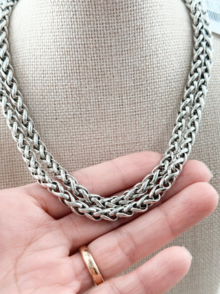 David Yurman 925 sterling silver yellow gold buckle double wheat chain necklace