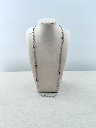 Thistle & Bee sterling silver amethyst and citrine station link necklace