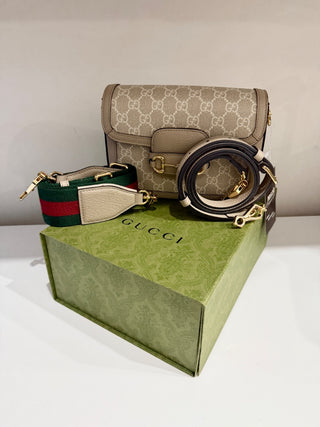 Gucci GG horsebit bag monogram 2 straps