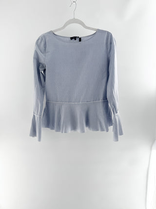 Theory striped peplum cotton top, S