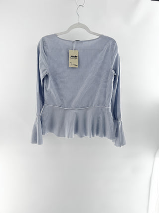 Theory striped peplum cotton top, S