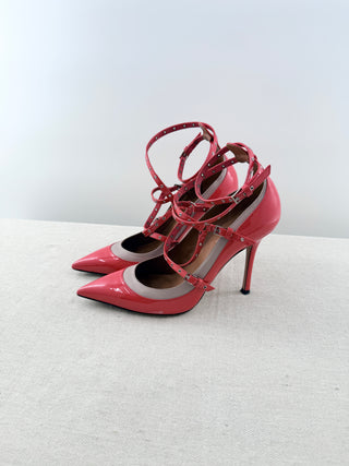 Valentino pointy heel strap pumps patent leather, 38